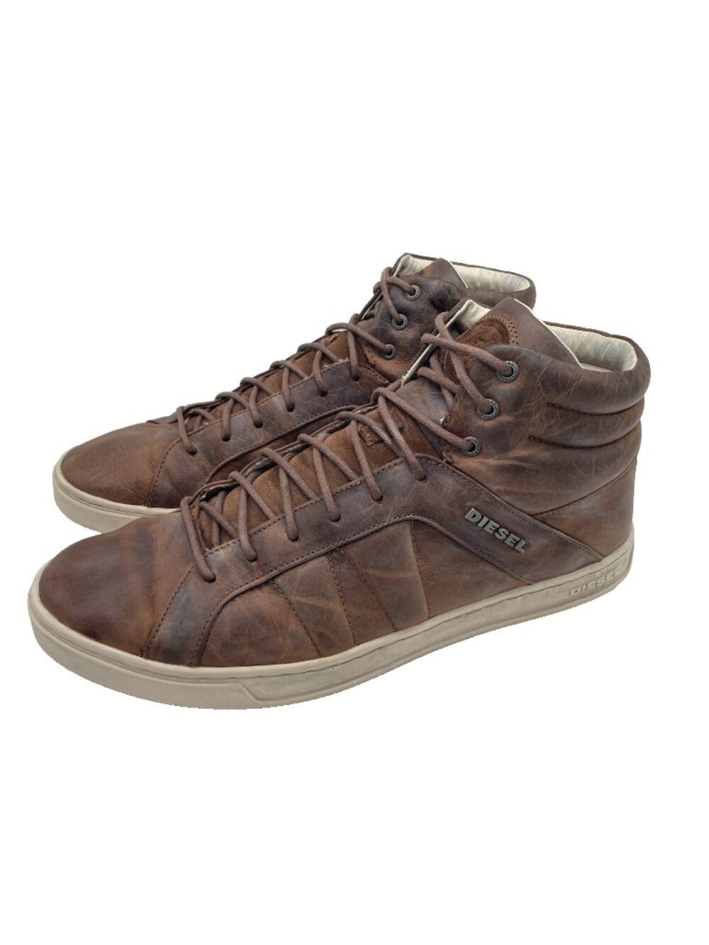 Diesel Great Beyond Riotness Brown Leather High Top Sneakers Men’s Size 12